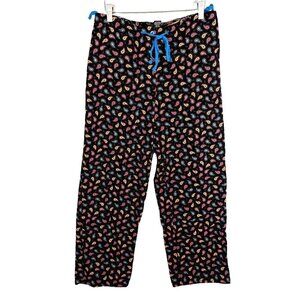 Vera Bradley Black Paisley CORDUROY Drawstring Casual Comfort Pants Size Small